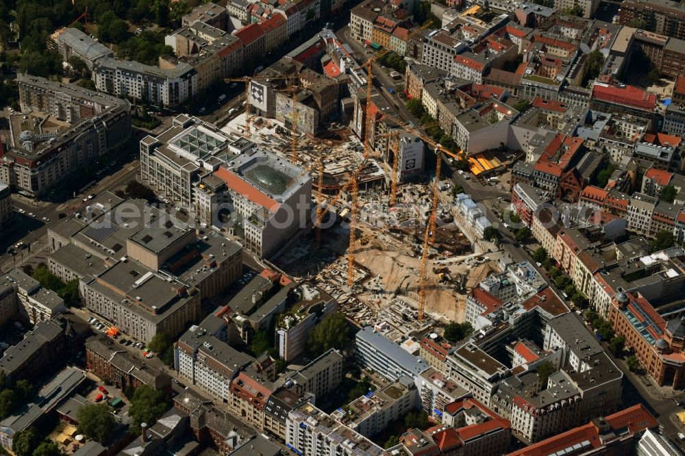 Aerial image Berlin - Construction site for the new building Areal on Tacheles on Oranienburger Strasse in the district Mitte in Berlin, Germany