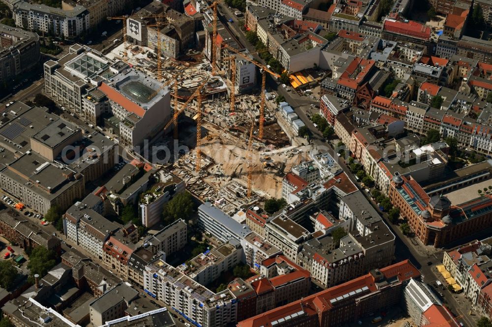 Aerial photograph Berlin - Construction site for the new building Areal on Tacheles on Oranienburger Strasse in the district Mitte in Berlin, Germany