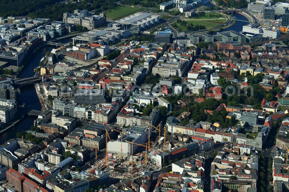 Aerial photograph Berlin - Construction site for the new building Areal on Tacheles on Oranienburger Strasse in the district Mitte in Berlin, Germany