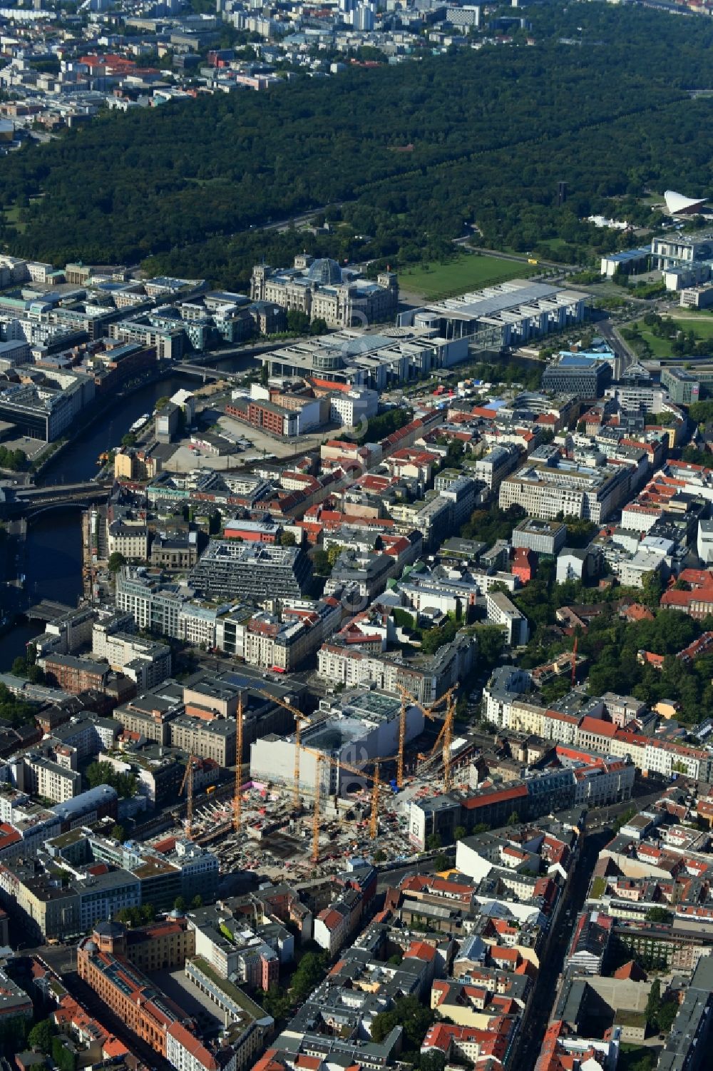 Aerial image Berlin - Construction site for the new building Areal on Tacheles on Oranienburger Strasse in the district Mitte in Berlin, Germany