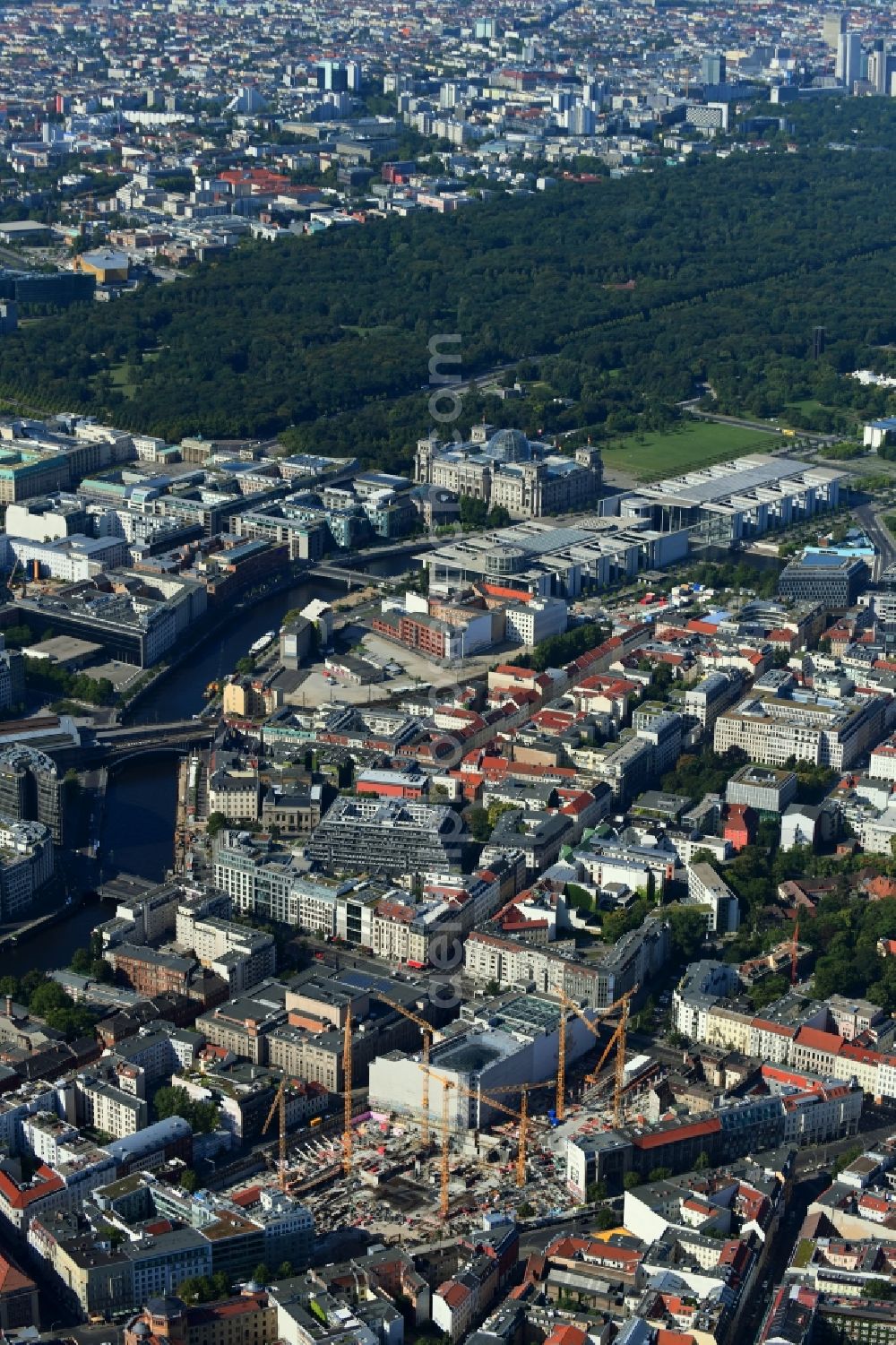 Aerial photograph Berlin - Construction site for the new building Areal on Tacheles on Oranienburger Strasse in the district Mitte in Berlin, Germany