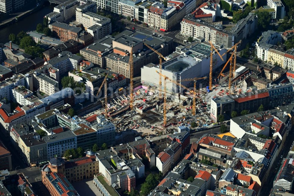 Berlin from above - Construction site for the new building Areal on Tacheles on Oranienburger Strasse in the district Mitte in Berlin, Germany