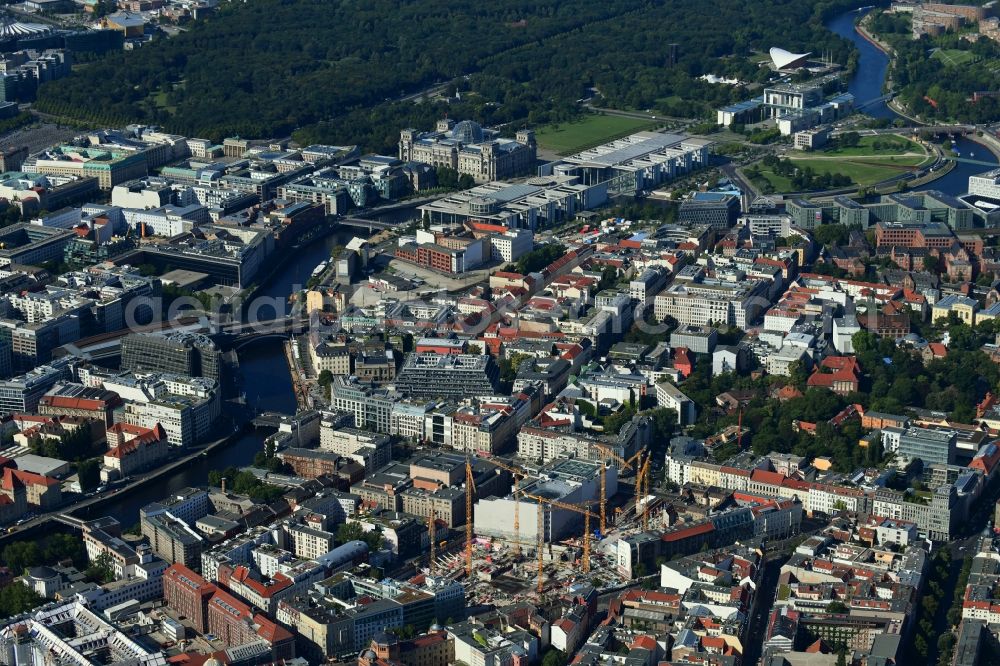 Berlin from the bird's eye view: Construction site for the new building Areal on Tacheles on Oranienburger Strasse in the district Mitte in Berlin, Germany