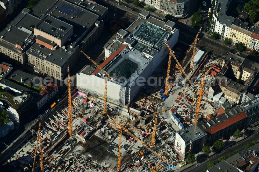 Berlin from the bird's eye view: Construction site for the new building Areal on Tacheles on Oranienburger Strasse in the district Mitte in Berlin, Germany