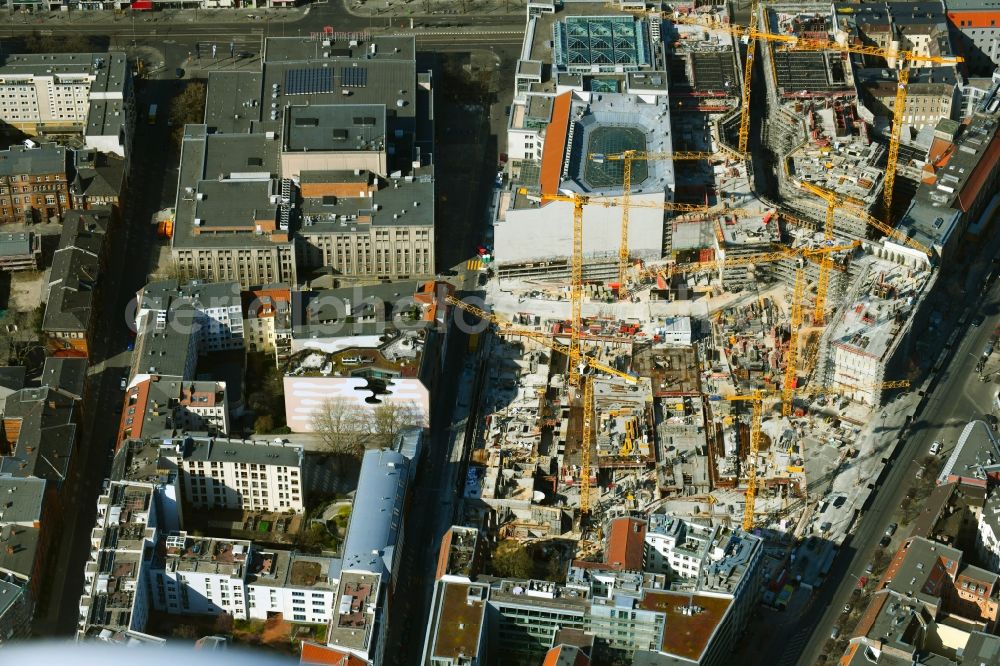 Aerial photograph Berlin - Construction site for the new building Areal on Tacheles on Oranienburger Strasse in the district Mitte in Berlin, Germany