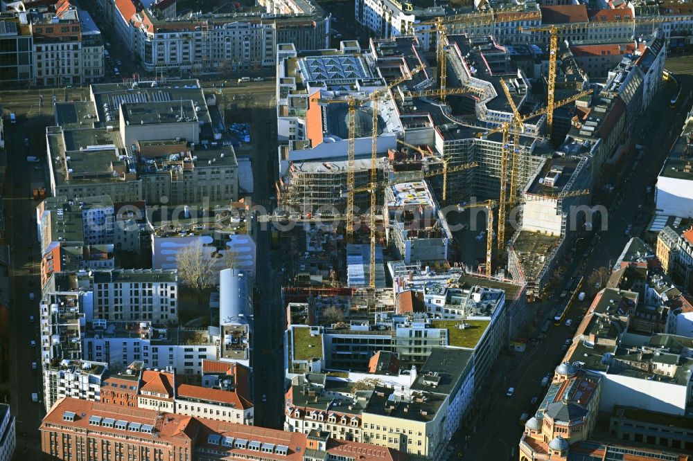 Berlin from above - Construction site for the new building Areal on Tacheles on Oranienburger Strasse in the district Mitte in Berlin, Germany