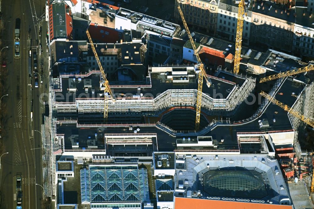 Berlin from above - Construction site for the new building Areal on Tacheles on Oranienburger Strasse in the district Mitte in Berlin, Germany