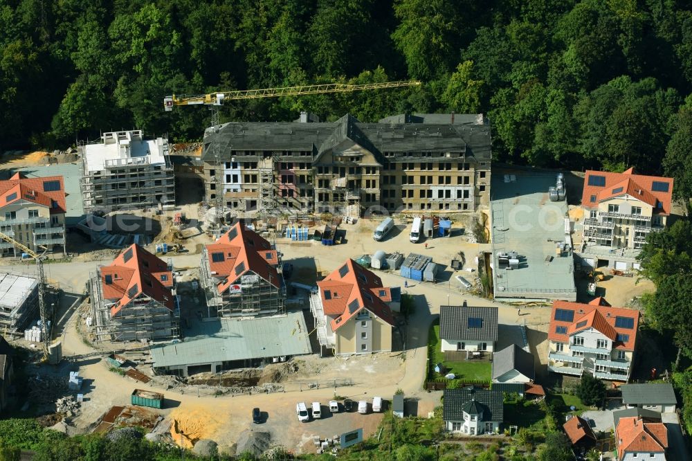 Aerial image Wernigerode - Building site to the new building of Argenta Wohnpark Hasserode on the area of the former chocolate factory in Wernigerode in the federal state Saxony-Anhalt, Germany. Developers Volkmar Beck and Hartmut Strecker let after the plans of the architect's office P A R T N E R build. Investor is the Beck and Strecker Immobilien GmbH