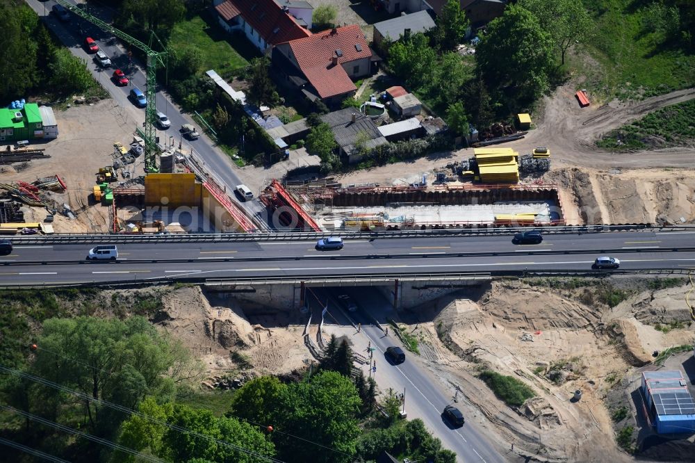 Aerial photograph Mühlenbecker Land - New construction of the motorway route of BAB A10 on entry in the district Summt in Muehlenbecker Land in the state Brandenburg, Germany