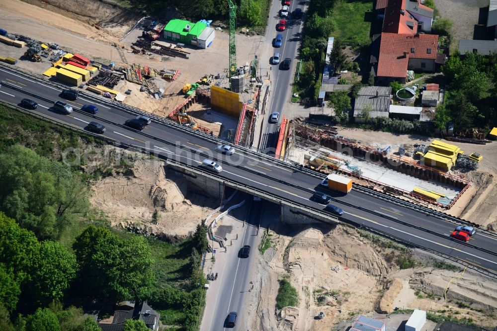 Mühlenbecker Land from above - New construction of the motorway route of BAB A10 on entry in the district Summt in Muehlenbecker Land in the state Brandenburg, Germany