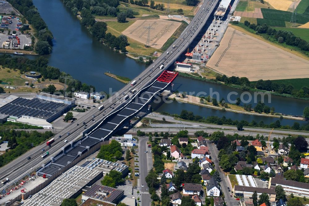 Heilbronn from above - New construction of the Highway - motorway bridge of the Neckartalbruecke of BAB A6 in Heilbronn in the state Baden-Wurttemberg, Germany