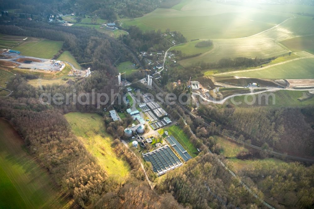 Aerial image Hofermühle - New construction of the Highway - motorway bridge of the BAB A44 in Hofermuehle in the state North Rhine-Westphalia, Germany