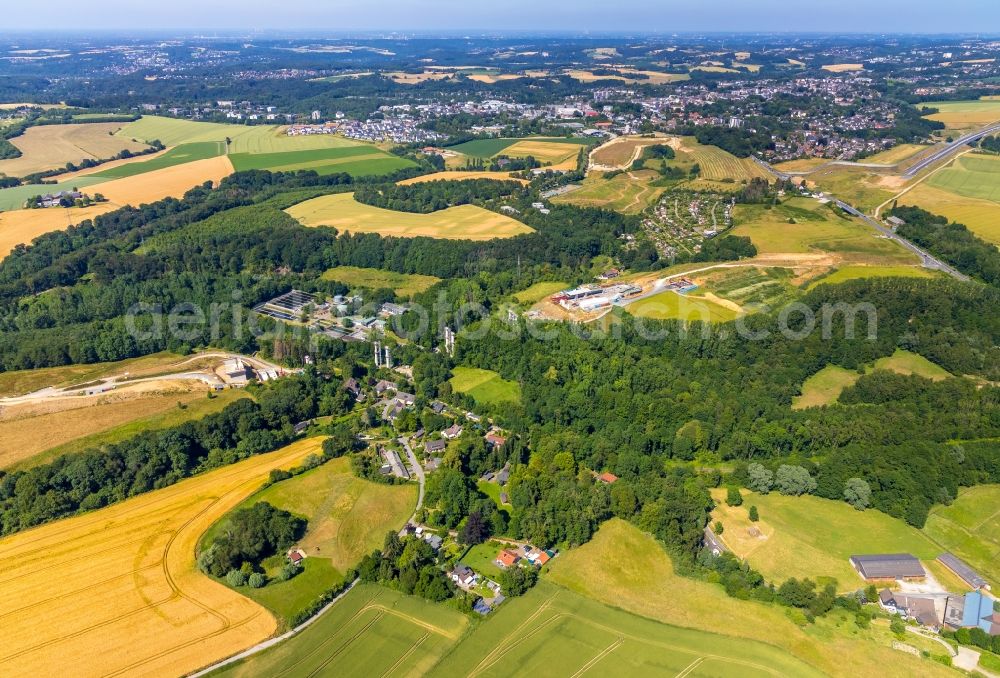 Heiligenhaus from above - New construction of the Highway - motorway bridge of the BAB A44 in Hofermuehle in the state North Rhine-Westphalia, Germany