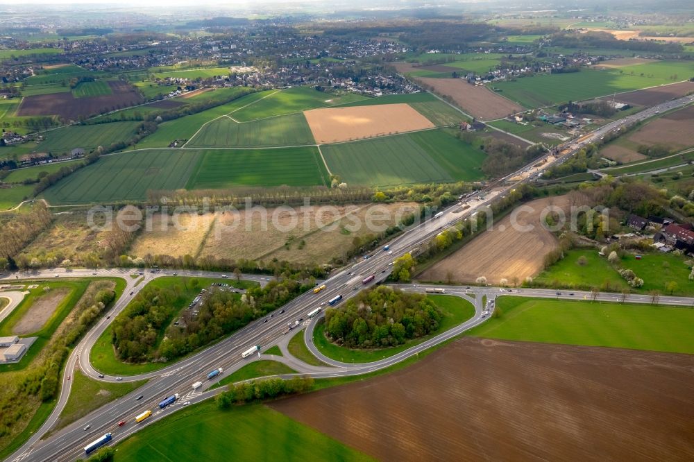 Kamen from the bird's eye view: New construction of the Highway - motorway bridge of the BAB A2 in Kamen in the state North Rhine-Westphalia, Germany