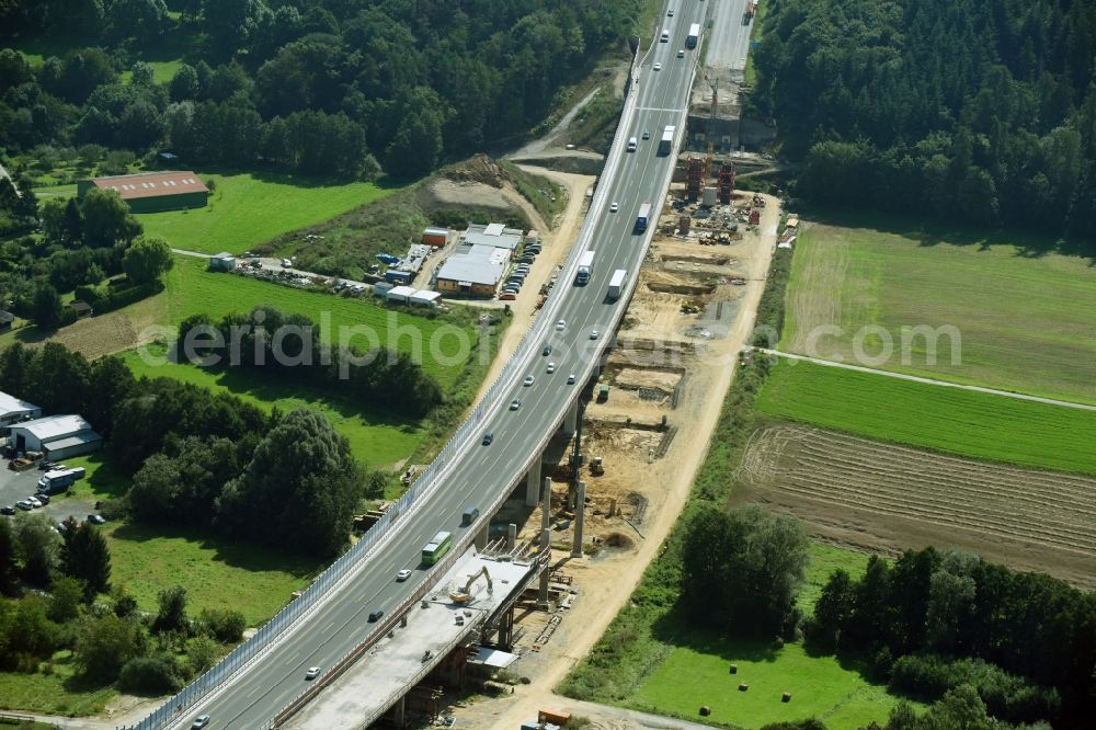 Aerial photograph Münchholzhausen - New construction of the Highway - motorway bridge of the A 45 in Muenchholzhausen in the state Hesse, Germany