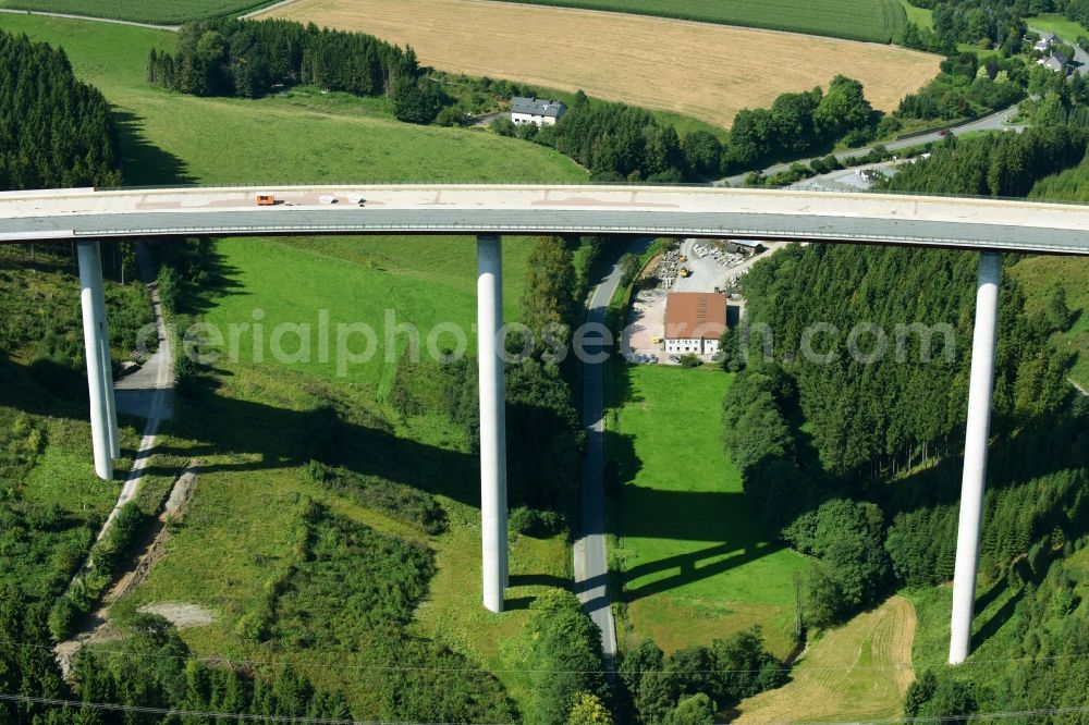 Nuttlar from above - New construction of the Highway - motorway bridge of the A Talbruecke Schormecke of BAB A46 in Nuttlar in the state North Rhine-Westphalia, Germany