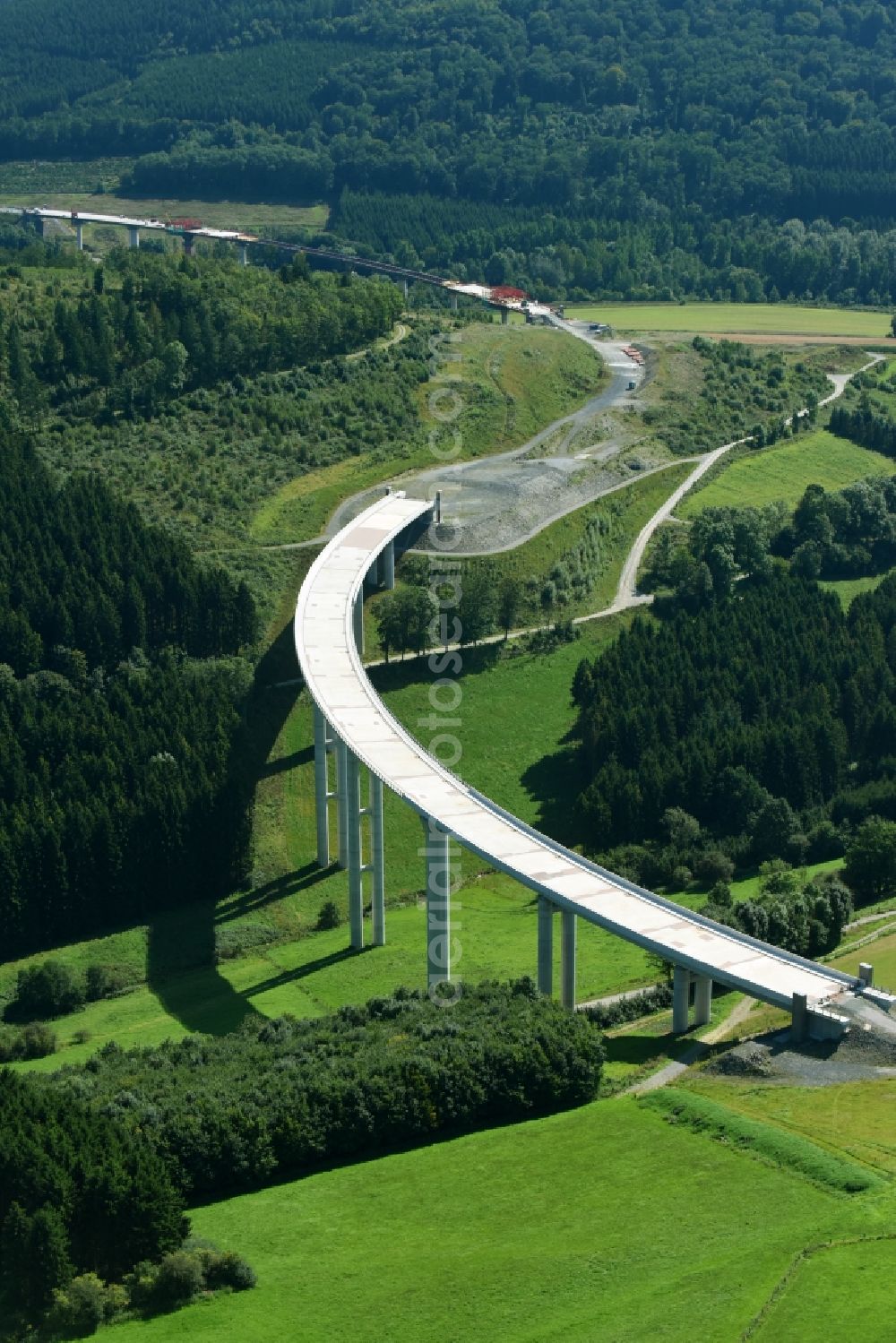 Aerial image Nuttlar - New construction of the Highway - motorway bridge of the A Talbruecke Schormecke of BAB A46 in Nuttlar in the state North Rhine-Westphalia, Germany