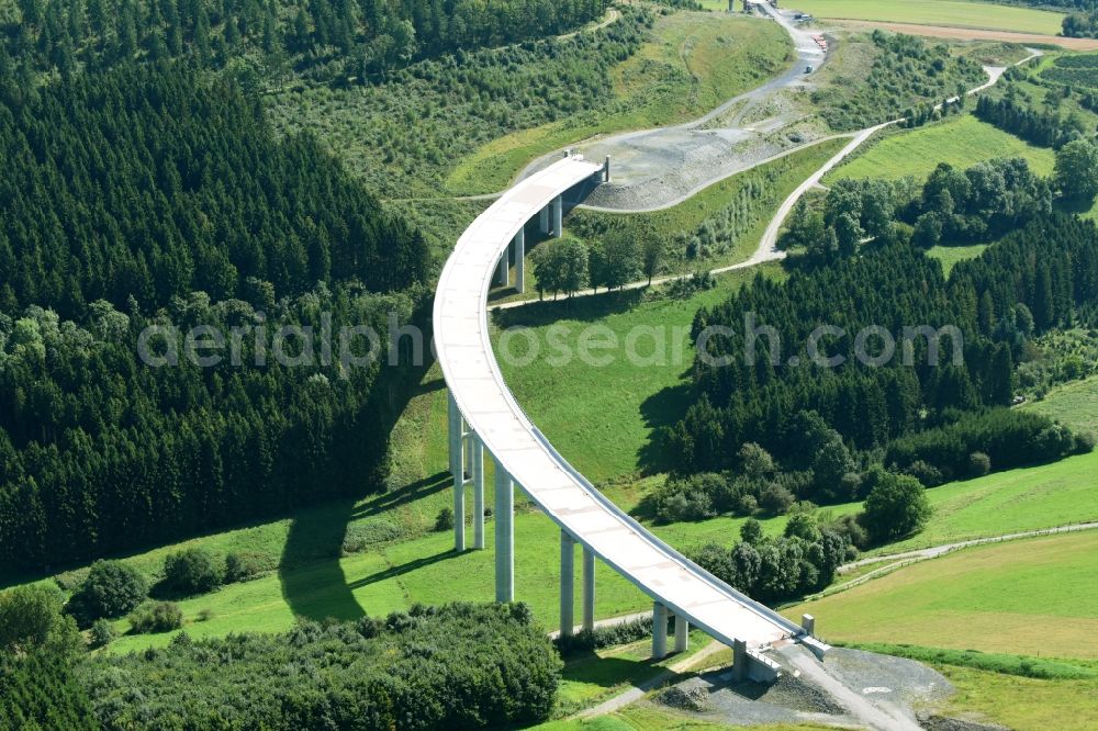 Aerial photograph Nuttlar - New construction of the Highway - motorway bridge of the A Talbruecke Schormecke of BAB A46 in Nuttlar in the state North Rhine-Westphalia, Germany