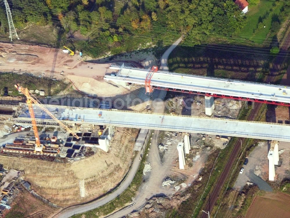 Rödental from the bird's eye view: New construction of the Highway - motorway bridge of the Itztalbruecke in Roedental in the state Bavaria, Germany