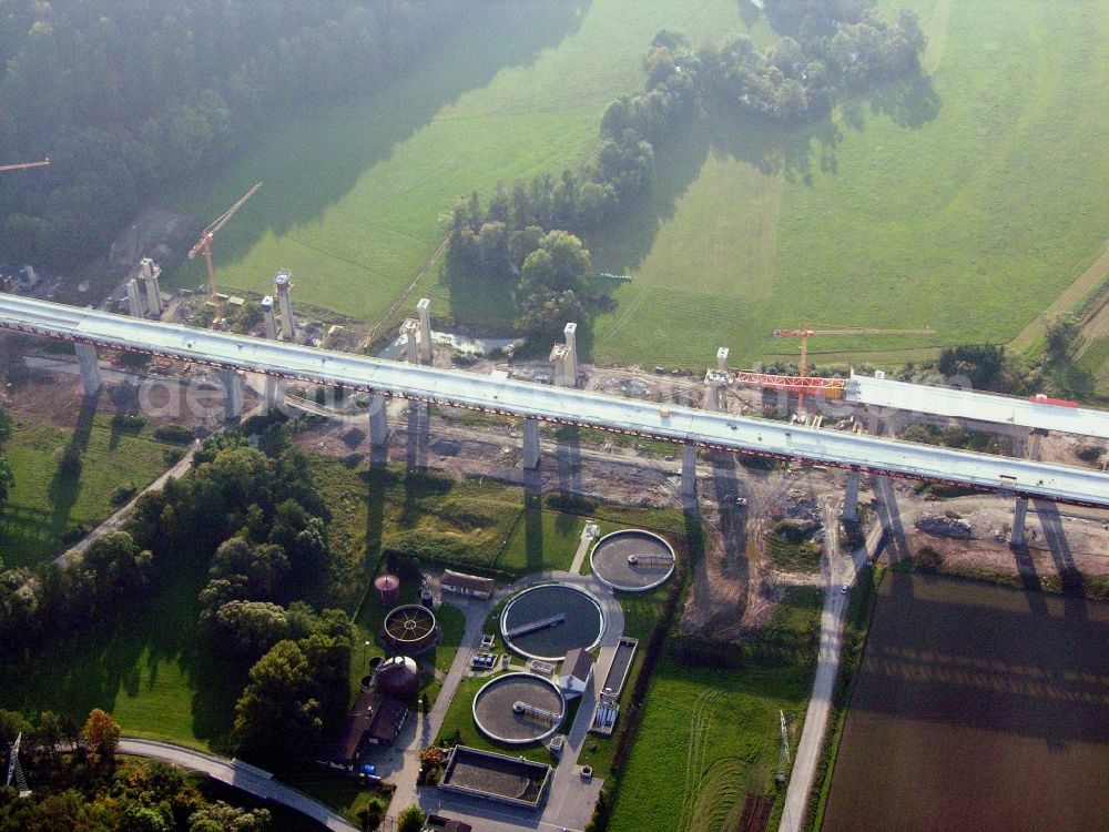 Rödental from above - New construction of the Highway - motorway bridge of the Itztalbruecke in Roedental in the state Bavaria, Germany