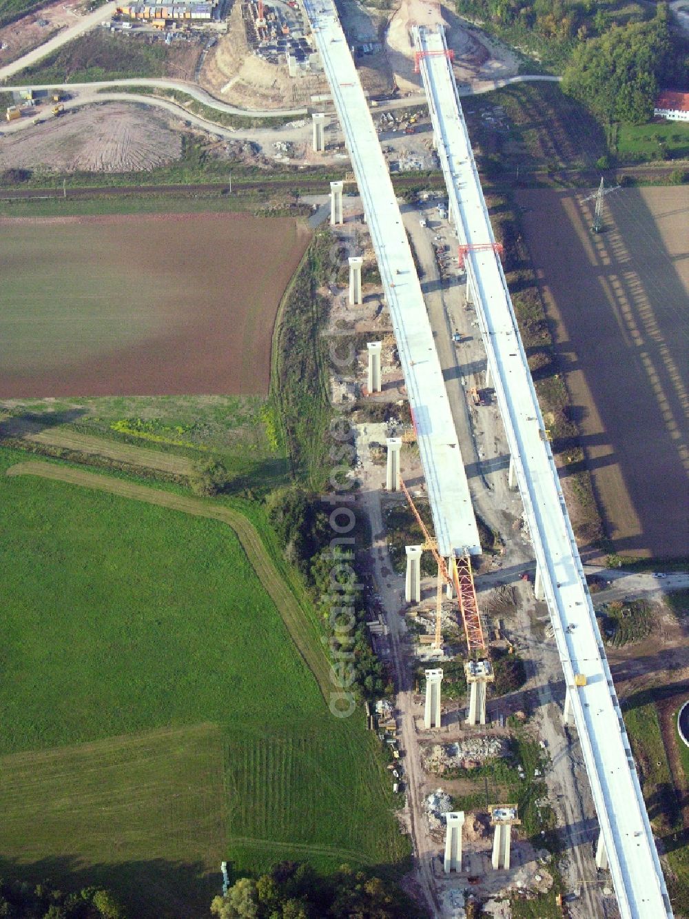 Rödental from the bird's eye view: New construction of the Highway - motorway bridge of the Itztalbruecke in Roedental in the state Bavaria, Germany