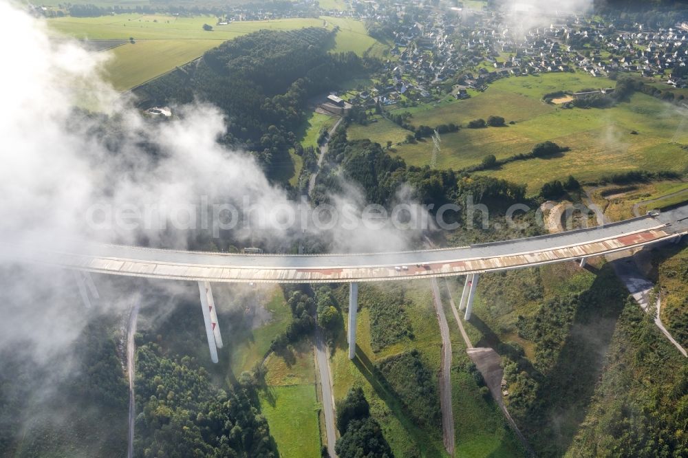 Aerial image Nuttlar - New construction of the Highway - motorway bridge Talbruecke Schormecke of BAB A46 in Nuttlar in the state North Rhine-Westphalia, Germany