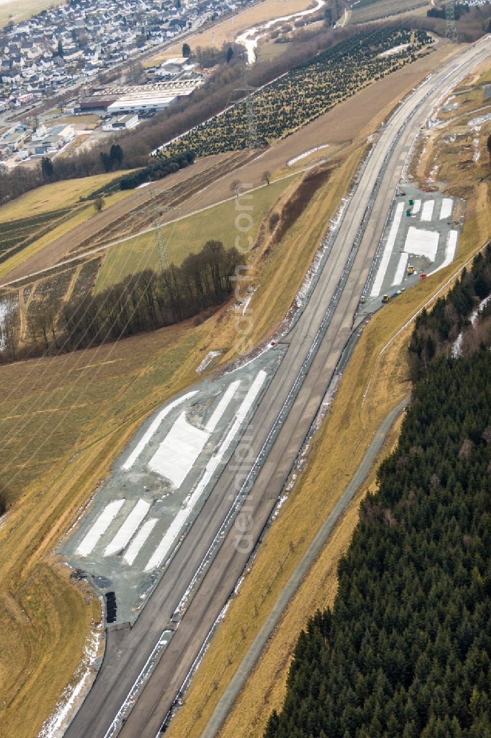 Aerial image Bestwig - Construction site of the autobahn course of the BAB A46 in the district Ostwig in Bestwig in the state North Rhine-Westphalia