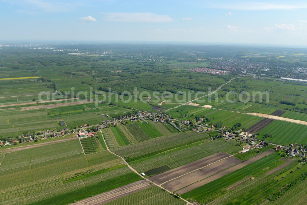 Aerial photograph Buxtehude - Construction site for new construction on the motorway route of the motorway A26 exit in the district Eilendorf in Buxtehude in the state of Lower Saxony, Germany