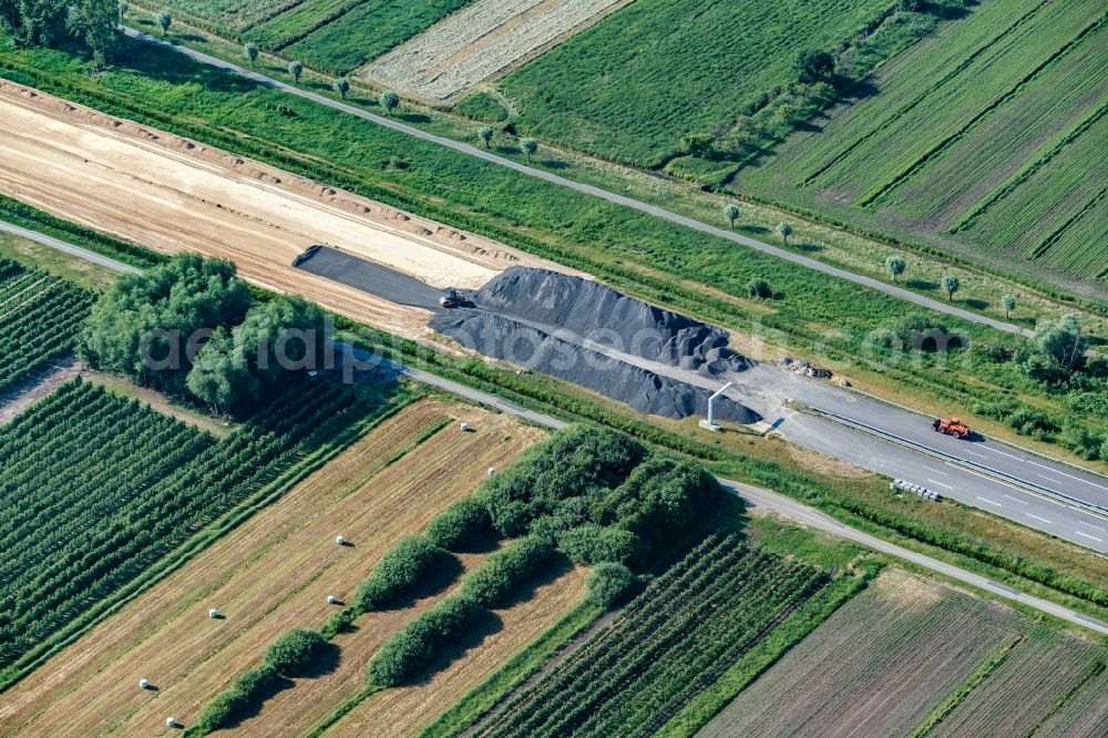 Jork from above - Construction site for new construction on the motorway route of the motorway exit A26 in Buxtehude in the state of Lower Saxony, Germany