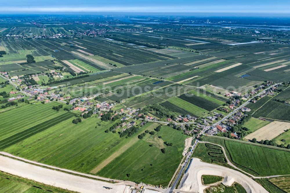 Aerial image Neu Wulmstorf - Construction site for new construction on the motorway route of the motorway exit A26 in Neu Wulmstorf in the state of Lower Saxony, Germany