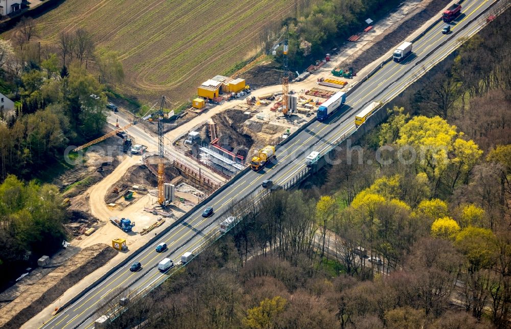 Aerial photograph Holzwickede - New construction site of the autobahn course of the BAB A1 in the district Opherdicke in Holzwickede in the state North Rhine-Westphalia, Germany