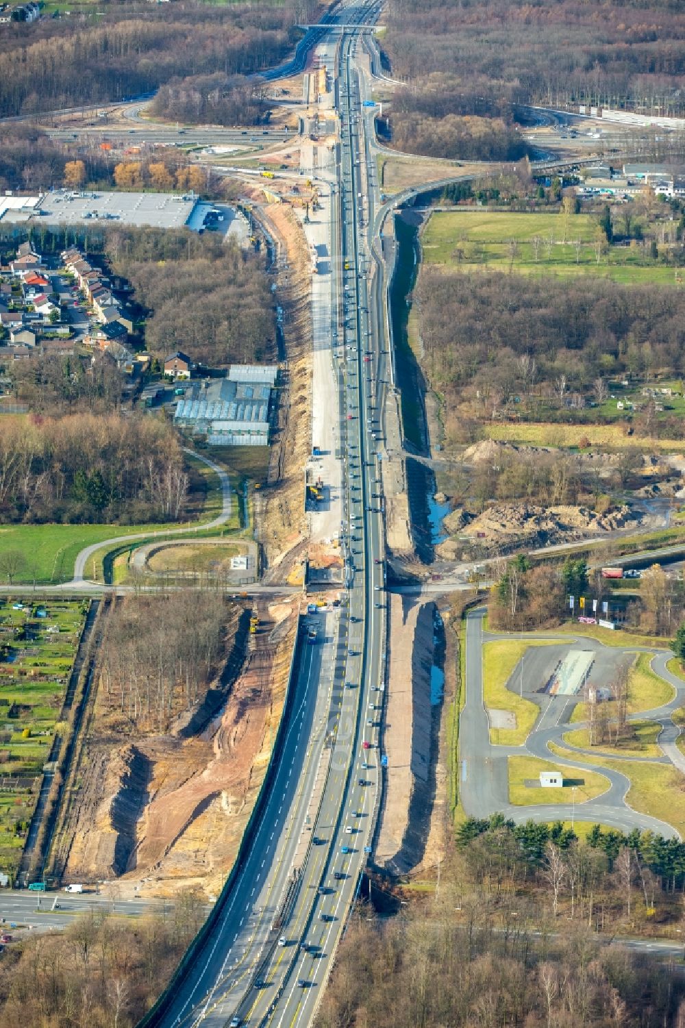 Aerial photograph Recklinghausen - New construction site of the autobahn course of the BAB A43 in the district Stuckenbusch in Recklinghausen in the state North Rhine-Westphalia