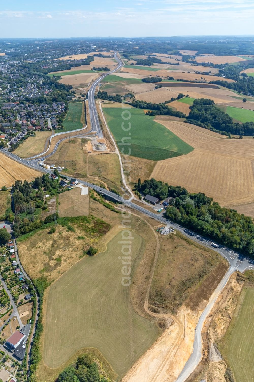 Aerial image Velbert - New construction site of the autobahn course of the BAB 44 in Velbert in the state North Rhine-Westphalia, Germany