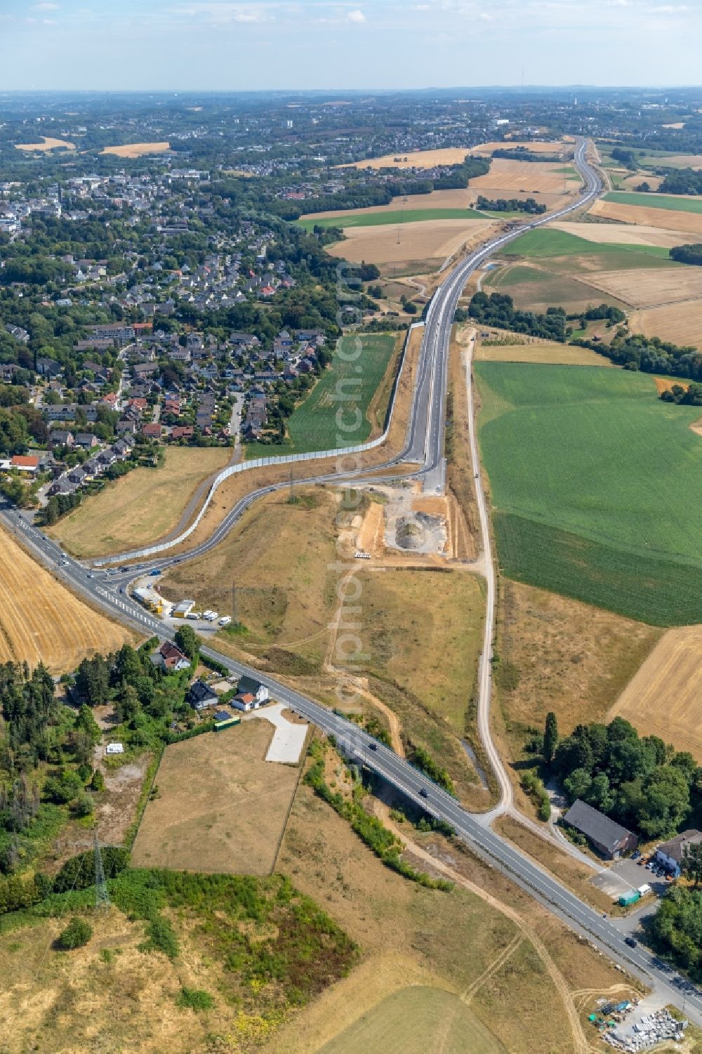 Aerial photograph Velbert - New construction site of the autobahn course of the BAB 44 in Velbert in the state North Rhine-Westphalia, Germany