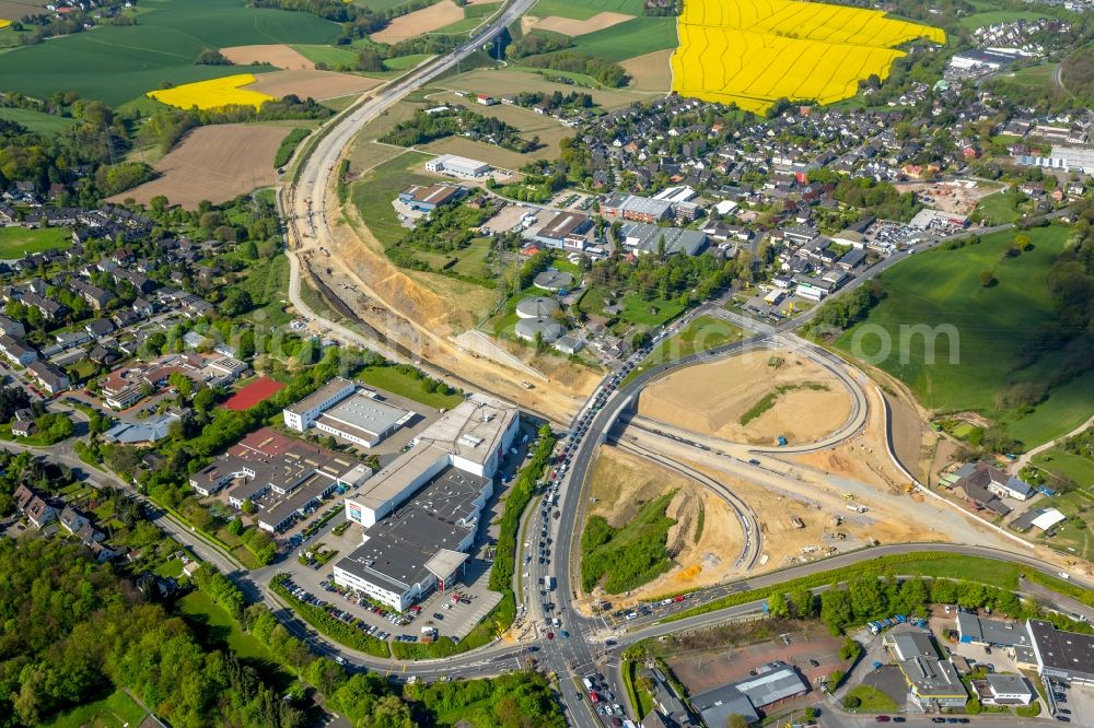 Aerial photograph Velbert - New construction site of the autobahn course of the BAB A44 to federal street B227 in the district Hetterscheidt in Velbert in the state North Rhine-Westphalia