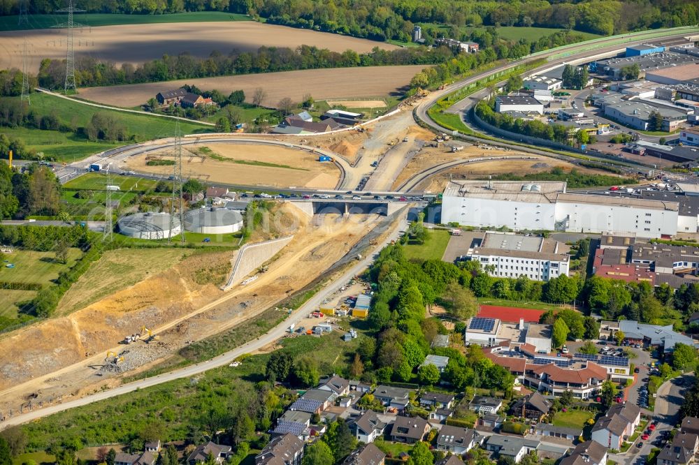 Velbert from the bird's eye view: New construction site of the autobahn course of the BAB A44 to federal street B227 in the district Hetterscheidt in Velbert in the state North Rhine-Westphalia