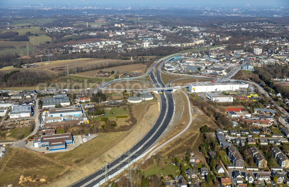 Velbert from the bird's eye view: New construction site of the autobahn course of the BAB A44 to federal street B227 in the district Hetterscheidt in Velbert in the state North Rhine-Westphalia