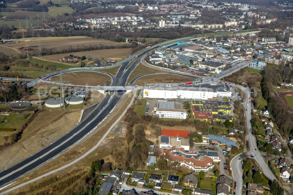 Aerial image Velbert - New construction site of the autobahn course of the BAB A44 to federal street B227 in the district Hetterscheidt in Velbert in the state North Rhine-Westphalia