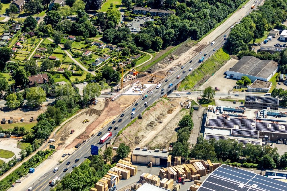 Herne from the bird's eye view: New construction of the motorway route BAB 43 about the Forellstrasse in Herne in the state North Rhine-Westphalia, Germany