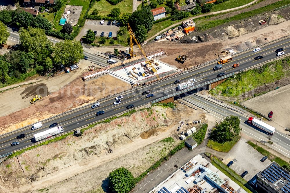 Aerial image Herne - New construction of the motorway route BAB 43 about the Forellstrasse in Herne in the state North Rhine-Westphalia, Germany