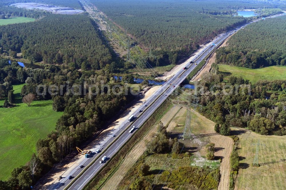 Hohen Neuendorf from above - New construction of the motorway route 10 in Hohen Neuendorf in the state Brandenburg, Germany