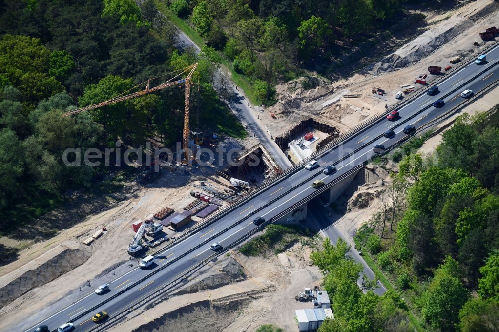 Aerial image Mühlenbecker Land - New construction of the motorway route 10 in Muehlenbecker Land in the state Brandenburg, Germany