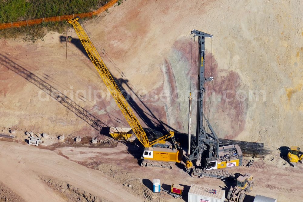 Wehretal from above - New construction of the motorway route BAB A44 in Wehretal in the state Hesse, Germany