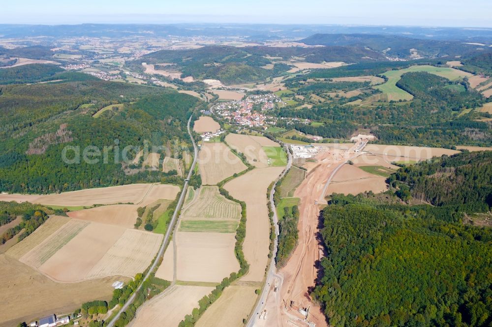 Aerial image Wehretal - New construction of the motorway route BAB A44 in Wehretal in the state Hesse, Germany