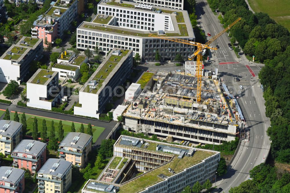 Aerial photograph München - Construction site for the new construction of a bakery on Theresienhoehe (corner Theresienhoehe - Hans-Fischer-Strasse) in the district Schwanthalerhoehe in Munich in the state Bavaria, Germany