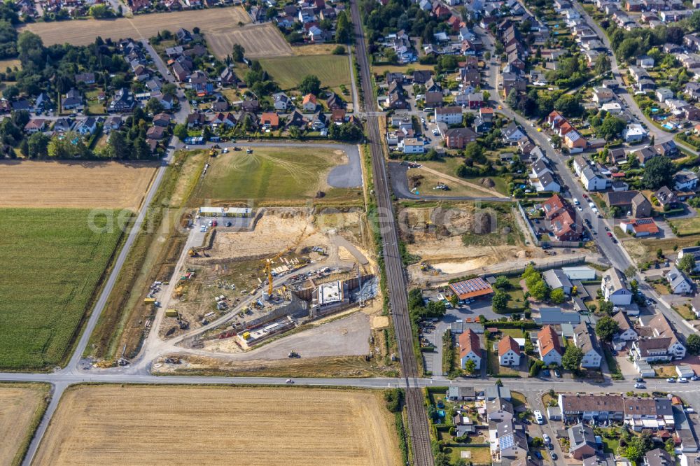 Hamm from the bird's eye view: Baustelle zum Neubau eines Bahnhaltepunktes in the district Westtuennen in Hamm at Ruhrgebiet in the state North Rhine-Westphalia, Germany