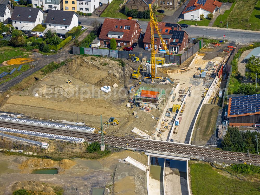 Hamm from the bird's eye view: Baustelle zum Neubau eines Bahnhaltepunktes in the district Westtuennen in Hamm at Ruhrgebiet in the state North Rhine-Westphalia, Germany