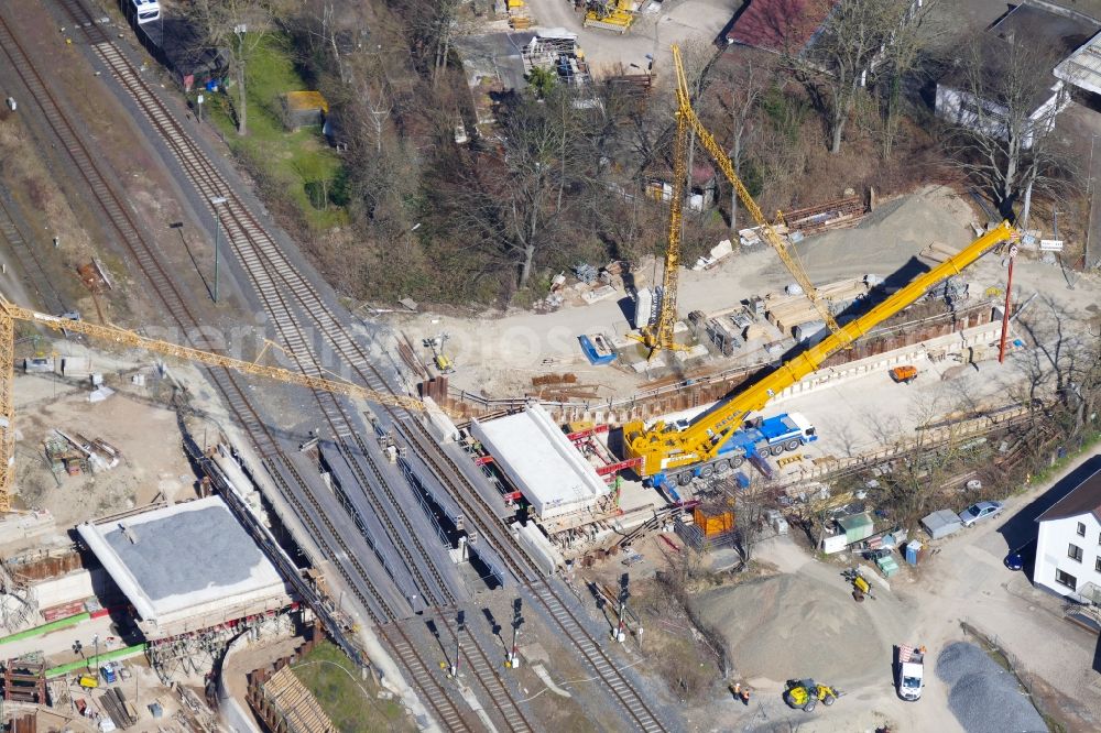 Aerial image Northeim - Construction site for the new building einer Bahnunterfuehrung of DB InfraGO AG in Northeim in the state Lower Saxony, Germany