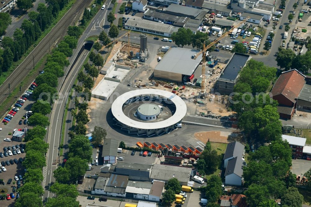 Bonn from the bird's eye view: Construction site for the new building eines Bau- and Wertstoffhofes on Suedstrasse in the district Friesdorf in Bonn in the state North Rhine-Westphalia, Germany