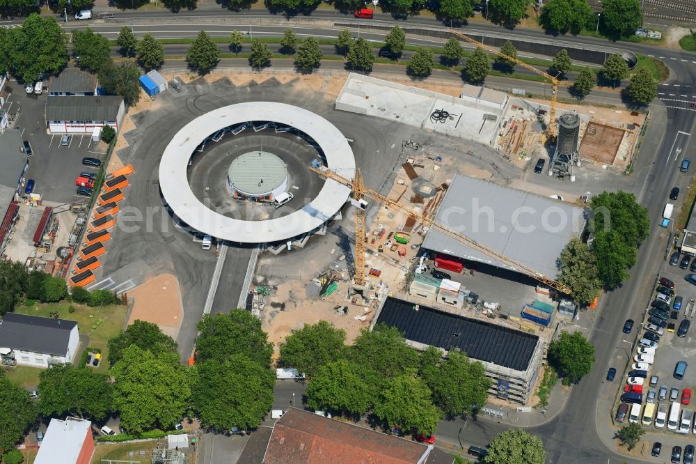 Bonn from above - Construction site for the new building eines Bau- and Wertstoffhofes on Suedstrasse in the district Friesdorf in Bonn in the state North Rhine-Westphalia, Germany